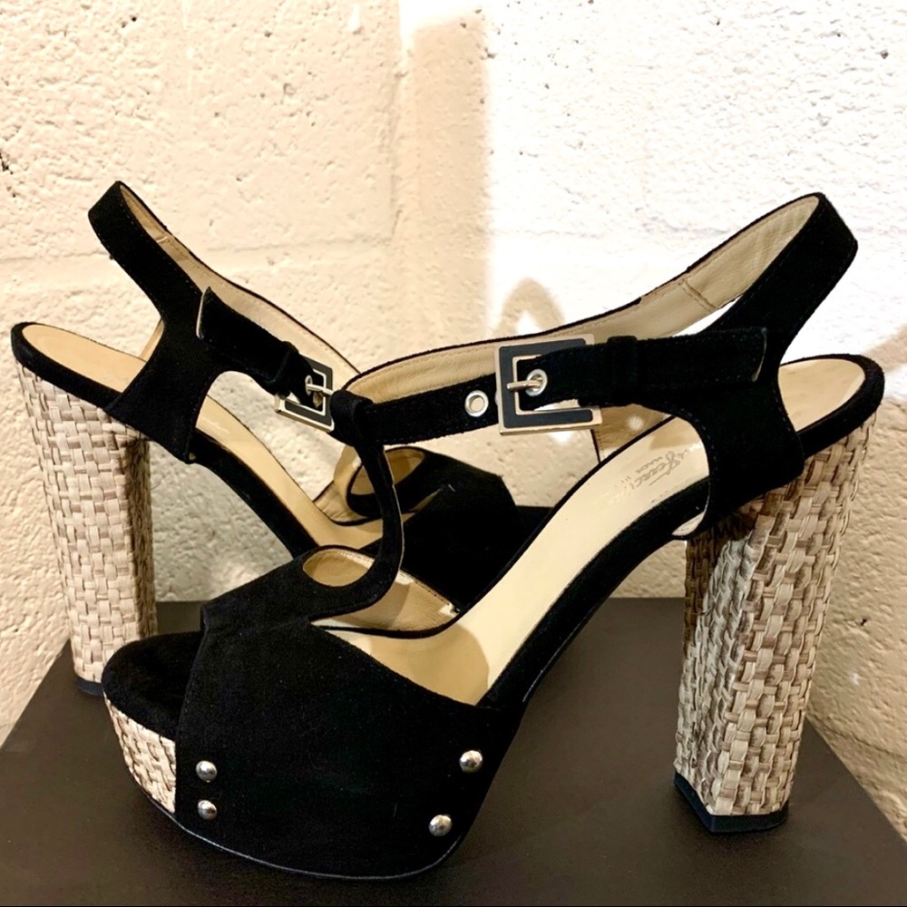 Gianni Ferrante Black Suede Platform Sandals View 2